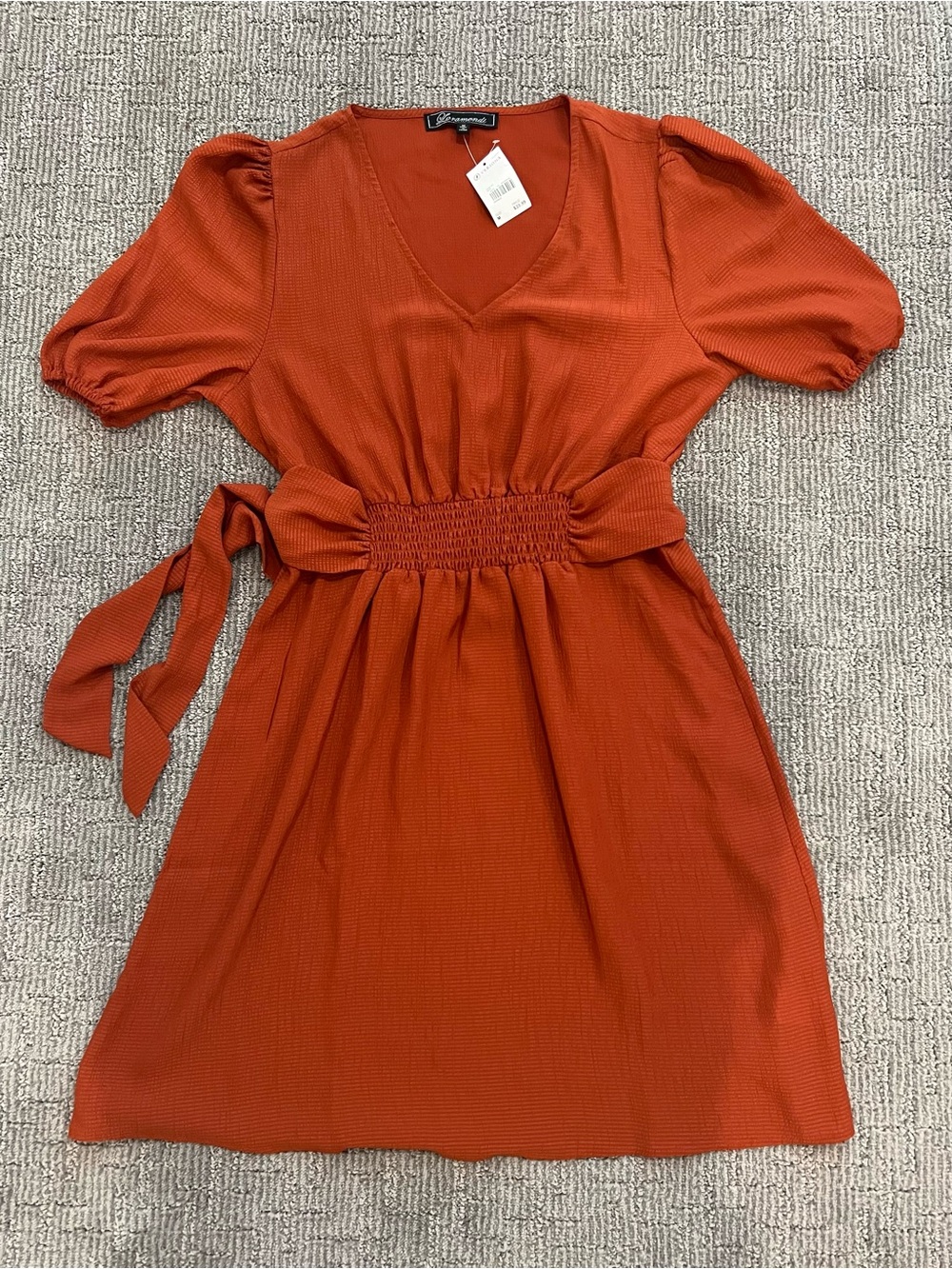 V-Neck Smocked Waist Midi Dress in Rust by Lulu's